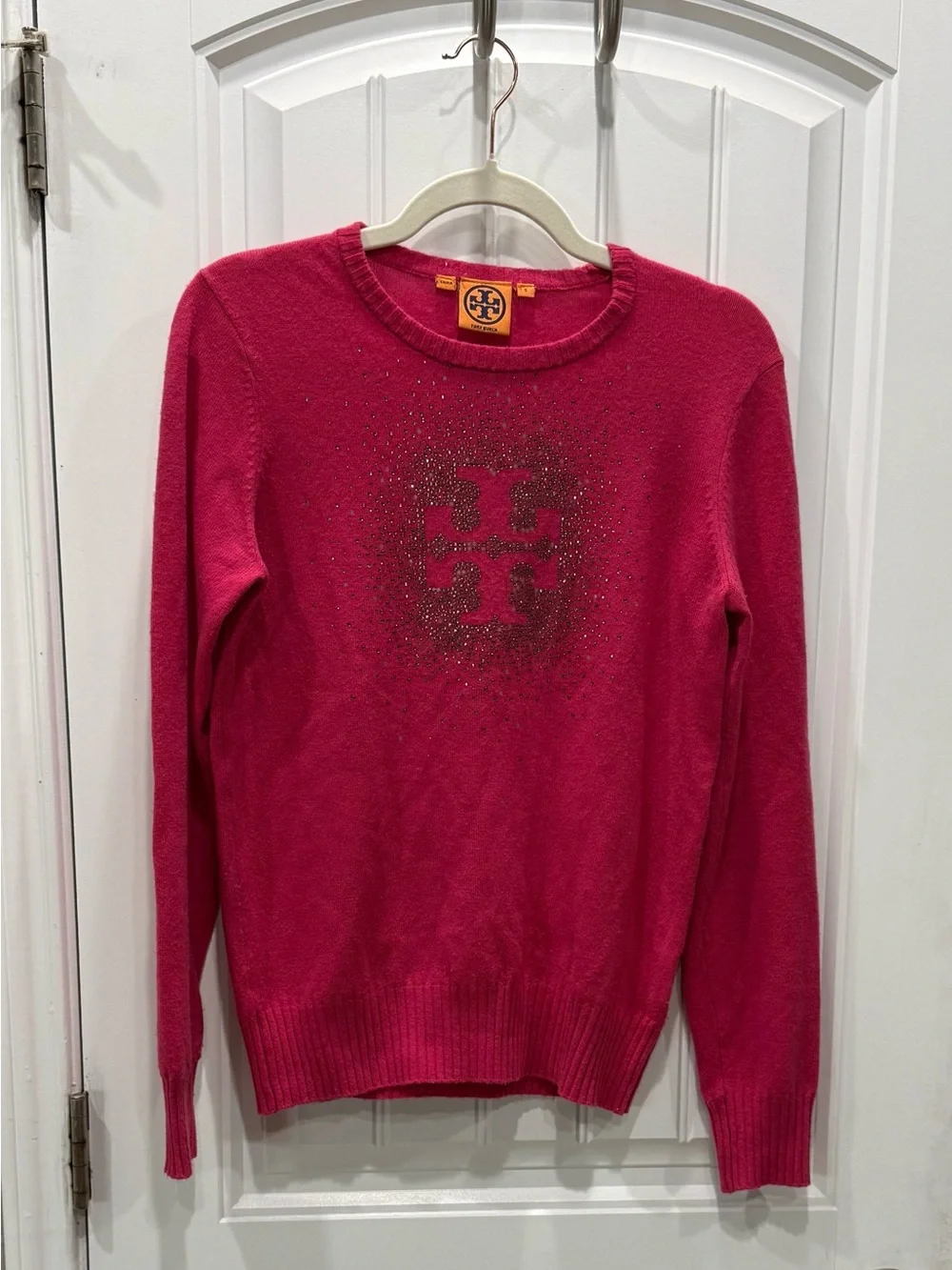Tory Burch Women’s Size S Wool Cashmere Crewneck Raspberry Sweater GUC
